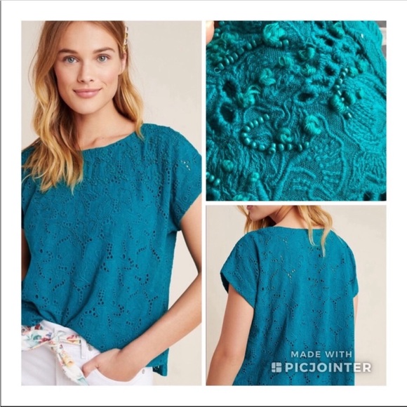 Anthropologie Tops - 🌿Anthropologie Maeve Karine Beaded Lace Top 🌿 0022